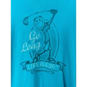 Life Is Good T-Shirt Men XXL Blue "Go Long" Golf Stretch‎ Long Sleeve Crew